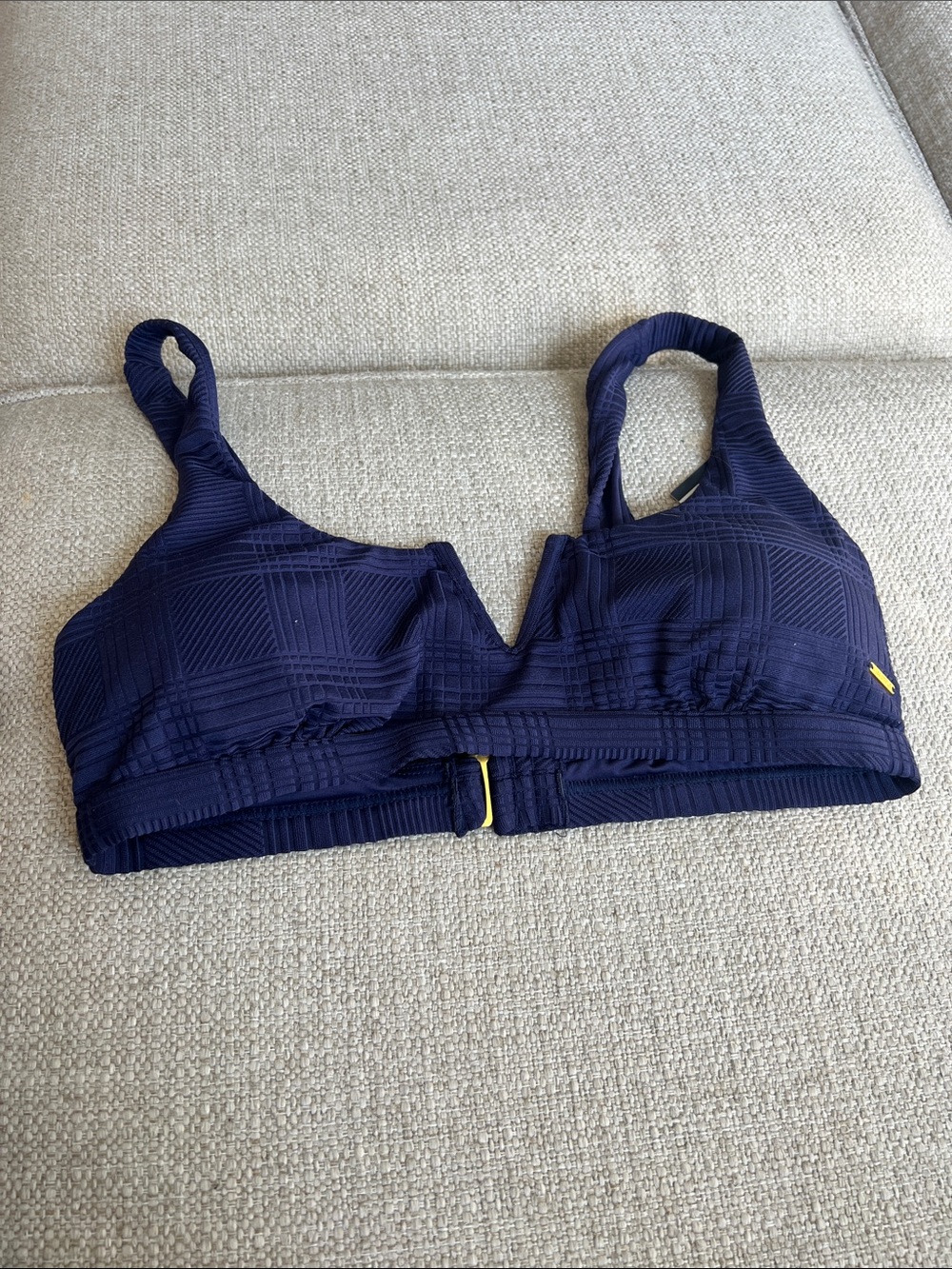 Nautica Navy Textured Wireless Bralette swim top